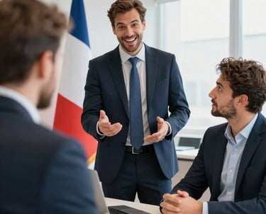 A welcoming modern office space in Arnouville with a professional receptionist at work.