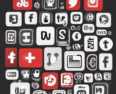 A vibrant collage featuring icons of Instagram, Facebook, YouTube, TikTok, Snapchat, Hulu, and Disney streaming logos.
