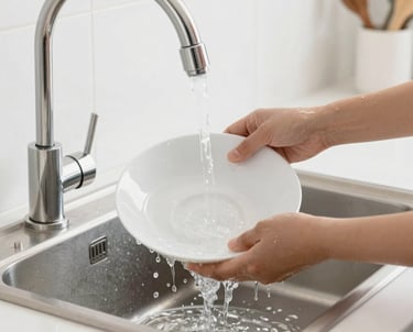 Close-up of PVC and CPVC plumbing connections with washing machine and sink valves displayed.