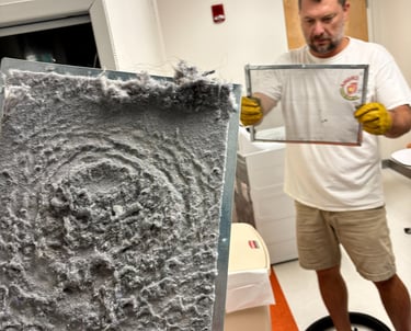 Lint clogged dryer screen for commercial dryer vent, Dryer Vent Service, Duct Cleaning