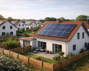 Modern suburban solar panel installations for sustainable home energy.
