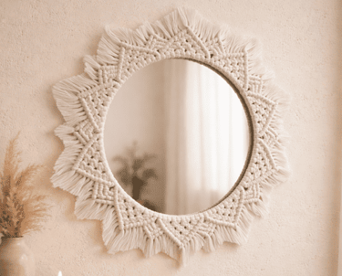Espejo de pared macramé bohemio hecho a mano por kaalm mx
