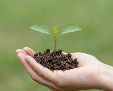 A warm community gathering with volunteers and beneficiaries sharing smiles outdoors.