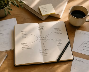 Material de estrategia y organización para pequeñas marcas