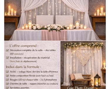 Formule décoration mariage complète mise en place table et ambiance élégante Hauts-de-France