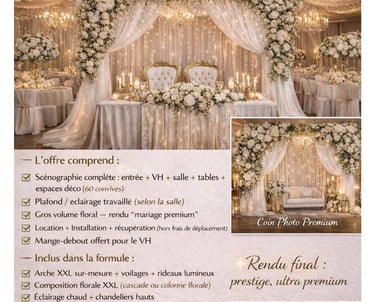 Formule Prestige décoration mariage haut de gamme clé en main ambiance élégante et raffinée Nord 