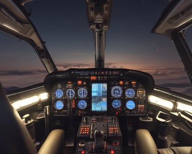 Close-up of a sleek LED aviation light glowing against a dark sky.