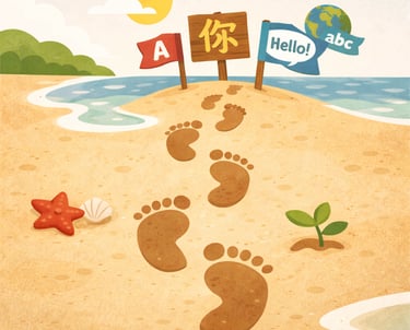 Some footsteps to indicate the approaching phase to new languages