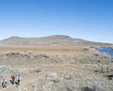 North Menan Butte Shot of the course and runners during race day, scenic view of Snake river