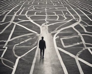 two roads between trees