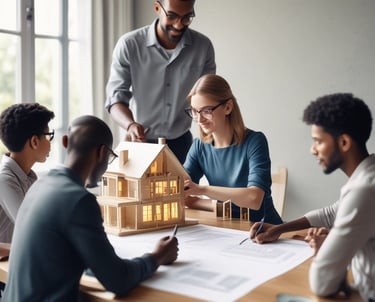 A person consulting with a professional over property documents.