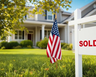 a sold sign with an American flag