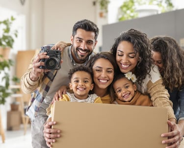 a family moving into new home
