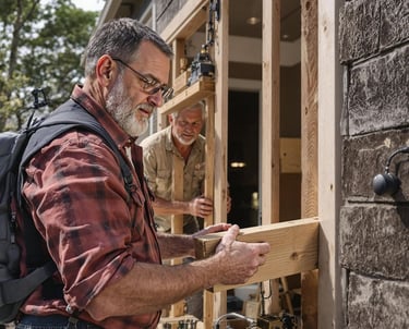 Men renovating house
