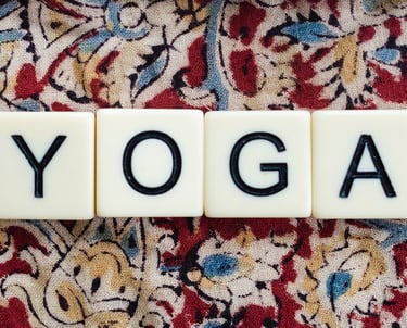 a yoga block with the word yoga on it