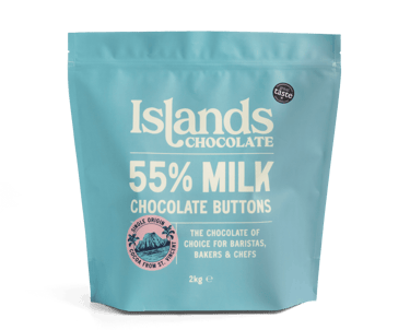 a bag of chocolate milk with a blue bag of milk