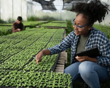 students in greenhouse