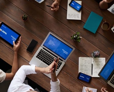 people working around a table