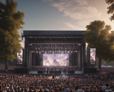 A modern workspace setup featuring a large monitor and a laptop displaying web pages. The desk has a wireless keyboard, a mouse, and a card labeled '#Hashtag Campaign'. The space is clean and organized with a focus on digital content.