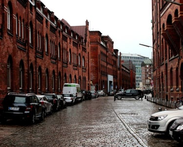 ancient cobblestone streets of Hamburg