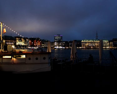 dinner on the canal in Hamburg