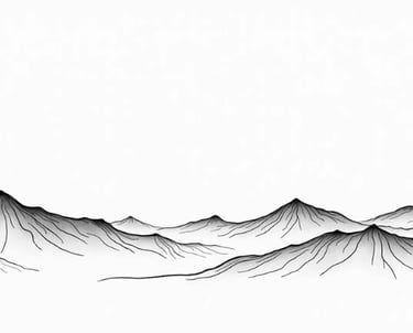Abstract Nordic contour line art — flowing black line across white space, inspired by minimal form.