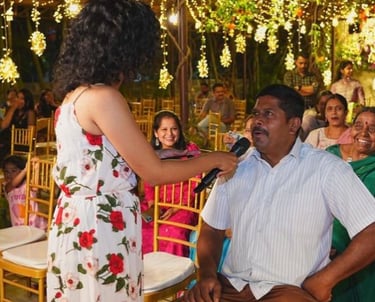  woman asking questions in wedding ceremony