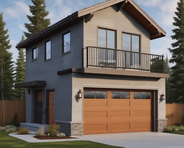 a garage suite with rooms.