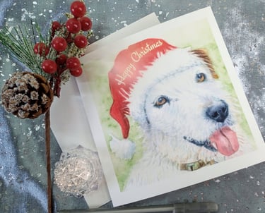 Pet portrait Christmas cards