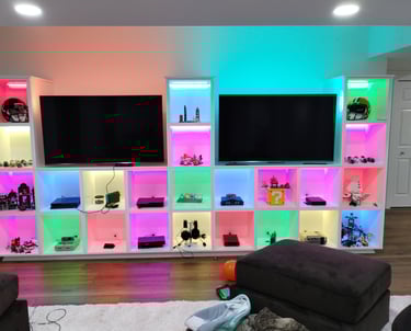 Custom designed LED cabinet lighting for a gaming station