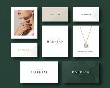 Several printed cocktail labels with a black and white color scheme are placed on a green cutting mat. A yellow utility knife and a metallic ruler are positioned alongside the labels, suggesting a workbench setting. Each label features decorative text and a barcode, with some having additional handwritten colored details.