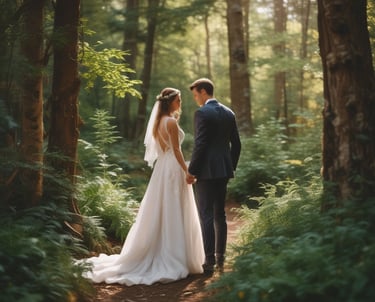 A stunning wedding couple surrounded by nature.