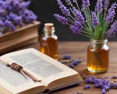 purple flowers in clear glass vase