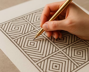 Hand-drawn rug design consultation sketch - Vezari Living