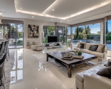 a man riding a blue bike down a street
