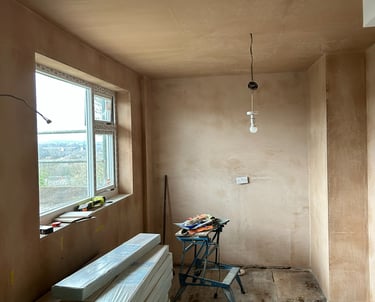 Plastering done, flooring next.... kitchen ordered!