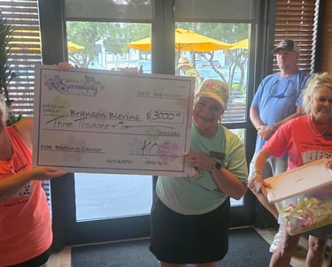 a group of people standing around a check check check check check