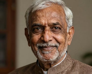 A professional portrait of a senior South Asian / Indian man with an air of authority and warmth, representing the legacy of a business established in 1973.