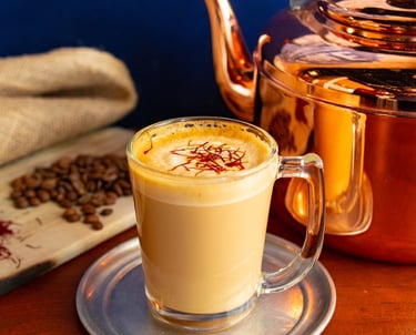 Spanish latte with saffron in a Chai shop