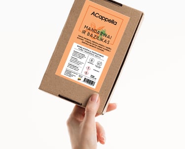 hand holding craft box with colored label