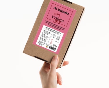 hand holding craft box with colored home scent label