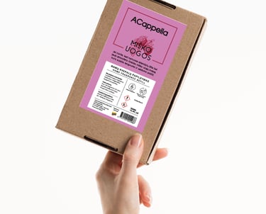 hand holding craft box with colored home scent label