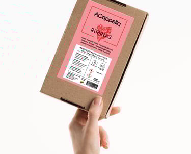 hand holding craft box with colored home scent label