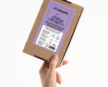 hand holding craft box with colored home scent label