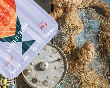 fish packaging picture, violet color