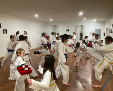 Sparring to practice self defense techniques
