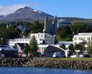 Akureyri, Iceland from water