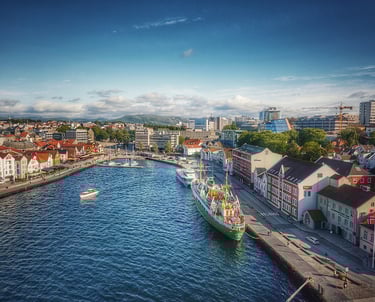 Stavanger Norway harbor with buildings