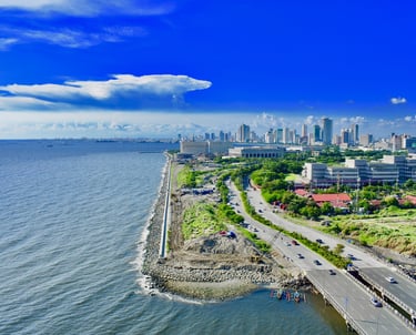 Manila skyline with coast