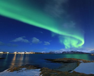 Northern lights aurora borealis over tromso